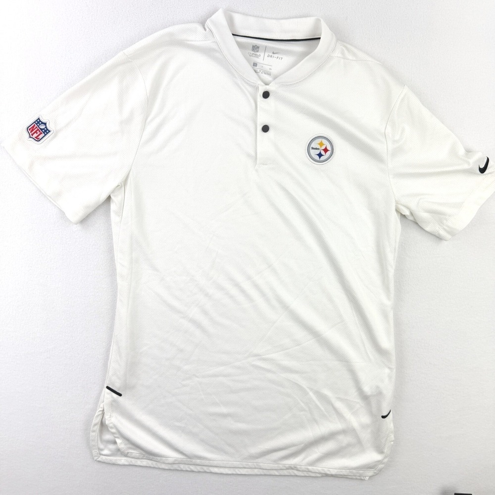 Pittsburgh Steelers Nike On Field Band‎ Collar Shirt S Mens White Short Sleeve